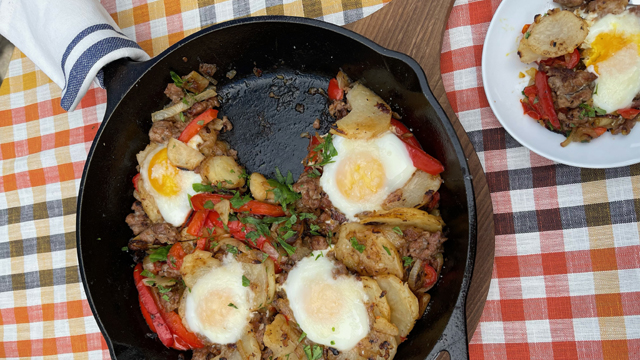 Fried Potatoes with Sausage and Eggs